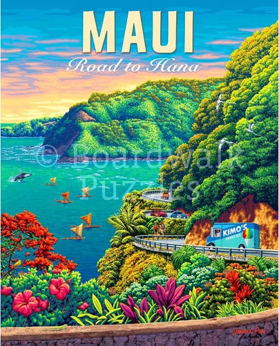 Vista 2 de Boardwalk Maui Road to Hana - Rompecabezas personal de 210 piezas, rompecabezas con caja premium, regalos hawaianos para adultos, 6 x 8 pulgadas