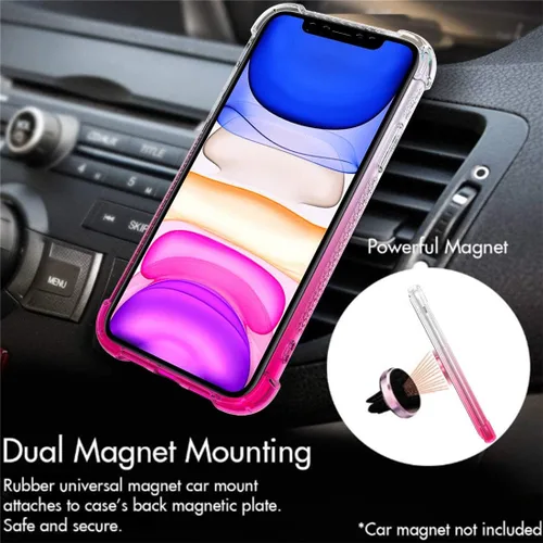 Vista 6 de Bling Moving Liquid Floating - Carcasa para iPhone 11 con soporte, color rosa Corazón brillante, TPU, cascada en movimiento, anillo de rotación