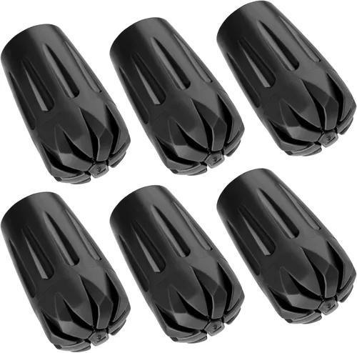 Vista 2 de Juego de 6 puntas de goma para bastones de trekking – Tapas universales antideslizantes para bastones de senderismo con bastones de senderismo
