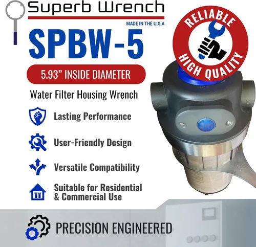 Vista 2 de Superb Wrench SPBW-5 Llave para carcasa de filtro de agua de metal resistente (5.93 pulgadas de diámetro interior)