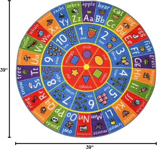 Vista 2 de KC Cubs Alfombra educativa antideslizante con alfabeto, números y formas de 3 x 3 pulgadas, para niños, guardería, aula, sala de juegos, guardería