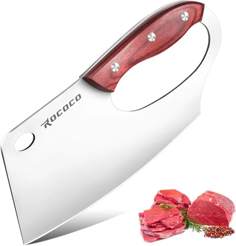 Vista 11 de ROCOCO Cuchillo de Chef Serbio Cuchillo Carnicero Cuchilla con Funda para Cocina Exterior BBQ Camping Regalo de Cumpleaños Padre Madre Navidad