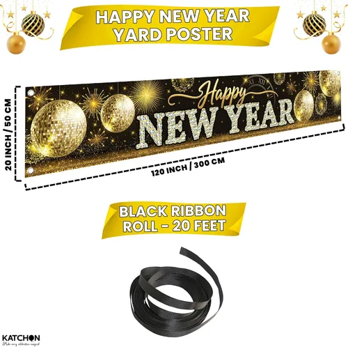 Vista 2 de KatchOn, Cartel de feliz año nuevo para patio 2026 – Extra grande de 120 x 20 pulgadas, letrero de feliz año nuevo para decoraciones de Año Nuevo