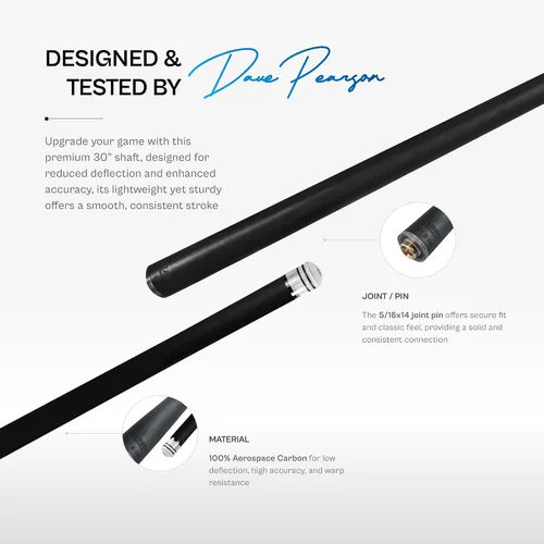 Vista 2 de PEARSON Carbon Clear 2 Shaft – 29” Carbon Fiber Low Deflection Pool Cue Shaft with Clear Ferrule & American Assassin Tip – 11.8mm or 12.4mm – Pro
