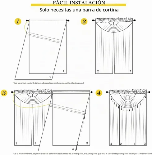Vista 6 de NICETOWN Juego de 4 cortinas transparentes con cenefa adjunta con cuentas, cortinas de cascada para sala de estar, guardería de bebé, decoración