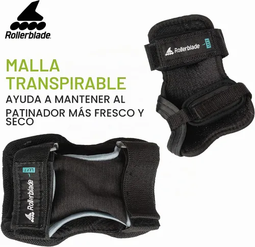 Vista 4 de Rollerblade Skate Gear - Paquete de 3 equipos de protección, rodilleras, coderas y muñequeras, patinaje en línea, protección multideportiva, unisex