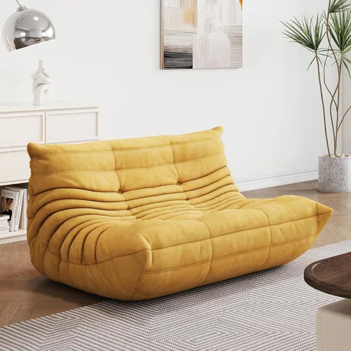 Vista 20 de Silla Puf - Sofá de Esquina, Silla de Chimenea Sofá Silla Puf, Silla Puf Grande para Adultos, Sofá de Piso de Chimenea para Sala de Estar, Amarillo