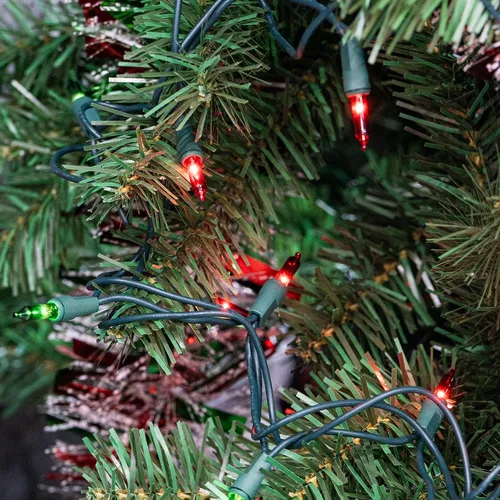 Vista 6 de Dazzle Bright - Guirnalda de luces navideñas mini rojas y verdes de 20 pies con 100 luces incandescentes impermeables, enchufables, decoraciones