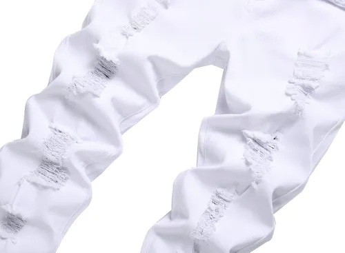 Vista 3 de HuuPrr Jeans rasgados para hombre, ajustados, elásticos, desgastados, cómodos, de moda