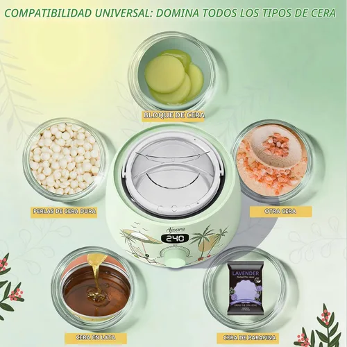 Vista 6 de Ajoura Kit de calentador de cera digital, sistema de depilación de calor Verde
