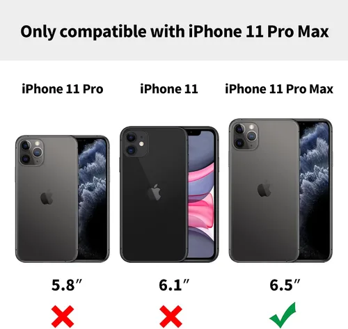 Vista 8 de Funda protectora de cuero de lujo con diseño único para iPhone 11 Pro Max, antideslizante, resistente a los arañazos, ultra delgada, funda Negro