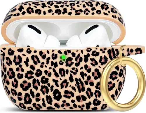 Vista 77 de Compatible con funda AirPods Pro 2019, Gawnock Funda de silicona suave y flexible para funda AirPods Pro para mujeres y niñas con llavero (Caqui)