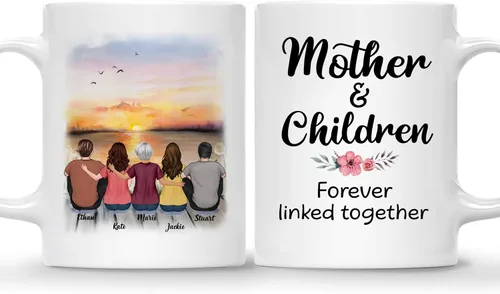 Vista 17 de Gossby Tazas personalizadas para mamá, regalos personalizados para mamá de hijas, hijos con avatares, nombres, cumpleaños, día de la madre, regalos