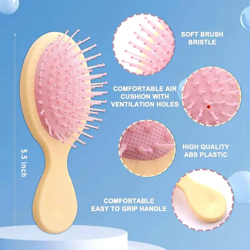 Vista 2 de Mini cepillo de pelo mojado de 20 piezas, cepillo desenredante de viaje con cerdas suaves para la mayoría de tipos de cabello, práctico de operar