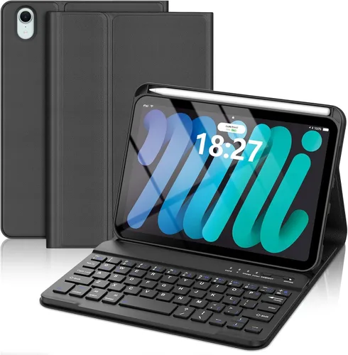 Vista 25 de Funda con teclado para iPad mini, teclado Bluetooth inalámbrico desmontable delgado con folio inteligente para Apple iPad mini 5 2019/iPad Mini 1 2