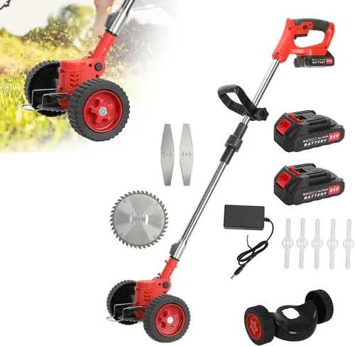 Vista 7 de Wacker eléctrico sin cable, cortador de cepillo para recortar hierba, herramienta ligera para cortacésped, funciona con pilas, 24 V 2000 mAh
