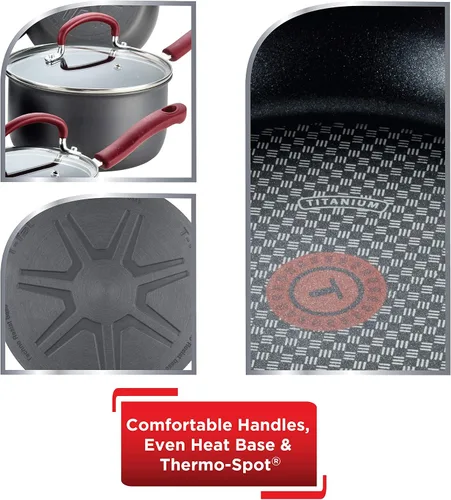 Vista 5 de T-fal Ultimate - Juego de utensilios de cocina de anodización dura antiadherente de 12 piezas, apto para horno y asador hasta 600F, juego de cocina