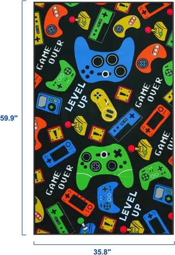 Vista 2 de STARUIA Alfombra negra con video gamer para habitación de niños, pequeña alfombra lavable de 3 x 5 pies para dormitorio de niños, alfombra suave