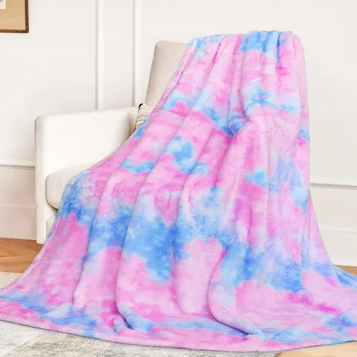 Vista 9 de MUGD Manta rosa para cama, manta de forro polar rosa claro, mantas suaves para mujeres y niñas, bonita decoración del hogar B-bean Rosa