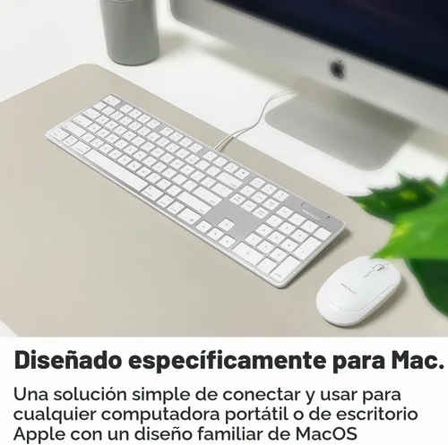 Vista 2 de Macally Teclado USB ultradelgado con cable con teclado numérico para Apple Mac Pro, MacBook Pro/Air, iMac, Mac Mini, computadoras portátiles