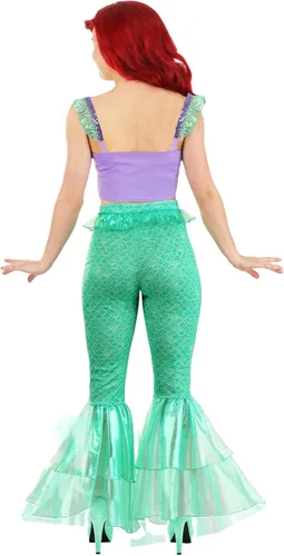 Vista 5 de Disfraz de Ariel de La Sirenita de Disney, traje de Halloween y cosplay para mujer adulta con camiseta y pantalones