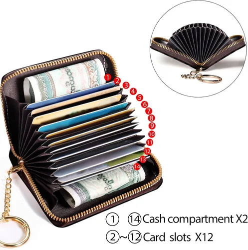 Vista 4 de Cartera delgada para tarjetas de crédito RFID para mujer, mini-cartera pequeña para mujer, carteras para tarjetas para mujer, delgada, cartera
