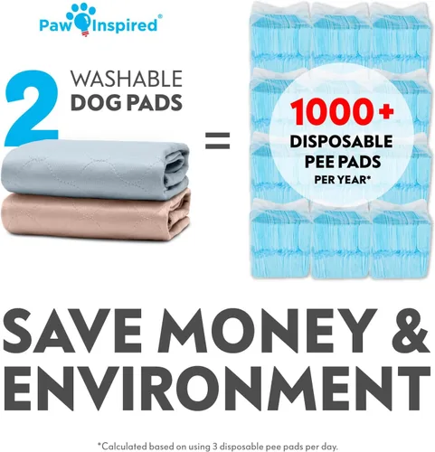 Vista 6 de Paw Inspired Almohadillas Redondas Lavables para Orina de Perros (Paquete de 2), Almohadillas Reutilizables para Cachorros, Almohadillas