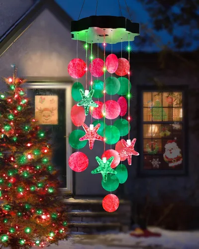 Vista 11 de Toodour Campanillas de viento solares para exteriores, conchas, regalos de luz para mamá, abuela, mujeres, esposa, niñas, luz móvil decorativa solar