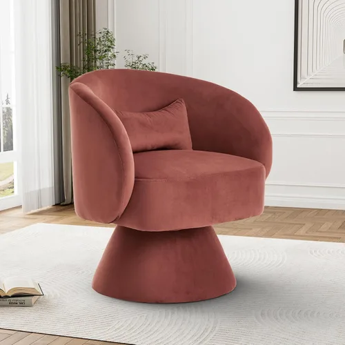 Vista 16 de Silla Giratoria de Barril, Sillas Giratorias de Acento Tapizadas para Acurrucarse para Sala de Estar, Cómodo Sillón Giratorio Redondo Pequeño