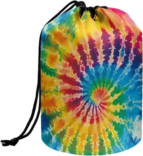 Vista 6 de COEQINE Bolsas de maquillaje con cordón, bolsas de gran capacidad para mujeres, bolsas de aseo femeninas para viajes y trabajo, Púrpura