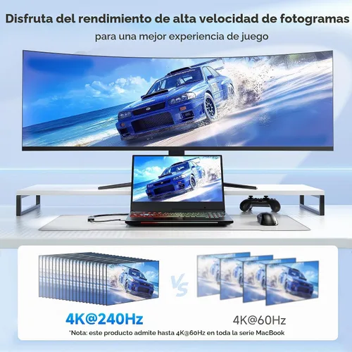 Vista 5 de Cable Matters Adaptador USB C a HDMI 2.1 de 48 Gbps con carga de 100 W