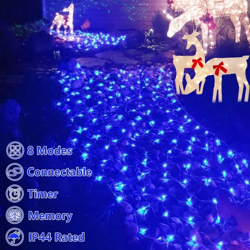 Vista 2 de Paquete de 2 luces LED de red azul de 360