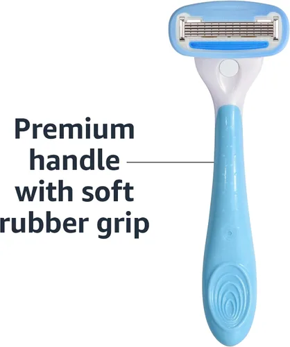 Vista 9 de Amazon Basics Maquinilla de afeitar de 5 cuchillas para mujer, mango, 2 cartuchos y colgador de ducha
