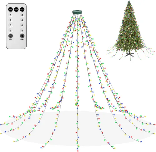 Vista 14 de aneeway 400 luces LED para árbol de Navidad, luces de Navidad con 8 modos de luz y función de memoria, 16 cadenas de luces de 6.6 pies con función