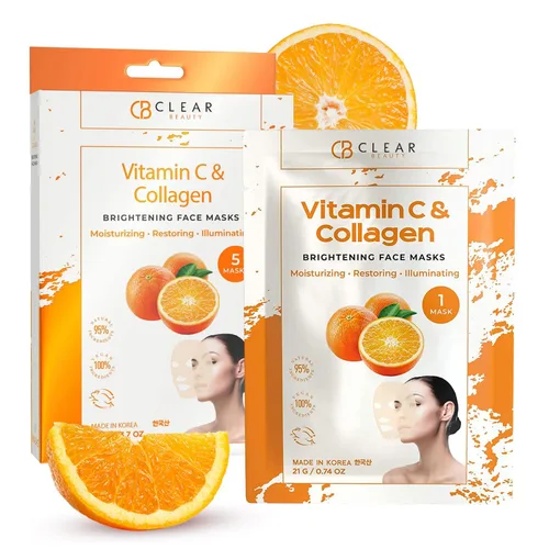 Vista 9 de Clear Beauty Mascarilla facial de oro de 24 quilates y colágeno, mascarillas reafirmantes e hidratantes para un brillo radiante y una textura suave