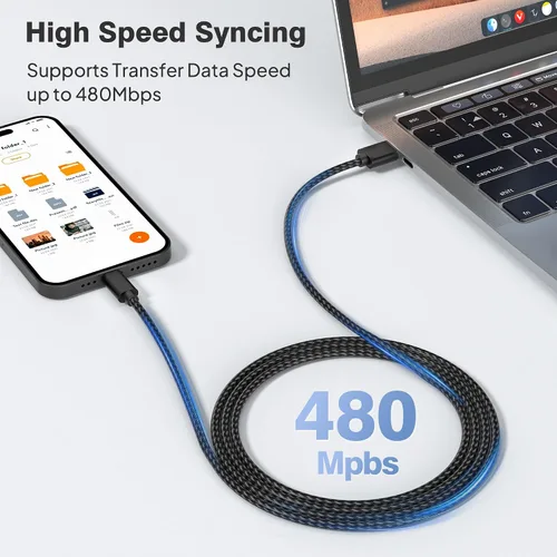 Vista 3 de Cable de carga USB tipo C, paquete de 3, (1.5/3.3/6.6 pies), de nailon, para Samsung Galaxy Fold Note 9, 8, S10, S9, S8, S10E, 10, 10E, Plus, S20