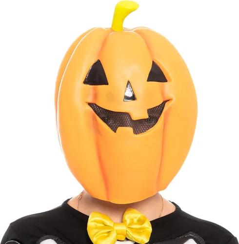 Vista 5 de Spooktacular Creations Disfraz de esqueleto aterrador de cabeza de calabaza para niños disfraz de esqueleto y máscara de calabaza para niños