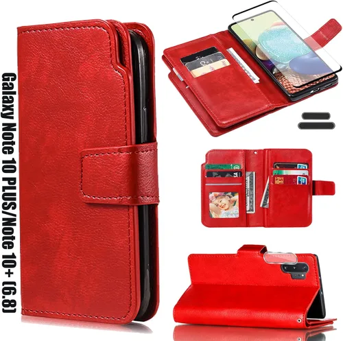 Vista 8 de Funda tipo cartera para Galaxy Note 10 Plus/Note10+ de 6.8 pulgadas [3+ ranuras para tarjetas] Funda de piel sintética plegable para tarjetas