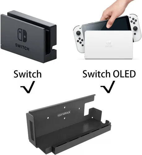 Vista 3 de Monzlteck Soporte de pared para interruptor+soporte de controlador, compatible con la versión OLED, titular de la tarjeta de juego, metal sólido