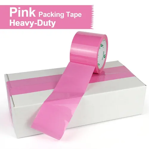 Vista 5 de BOMEI PACK Cinta de embalaje rosa de 3 pulgadas de ancho, 6 rollos de repuesto de cinta de envío rosa para embalaje, mudanza y almacenamiento, 2.4