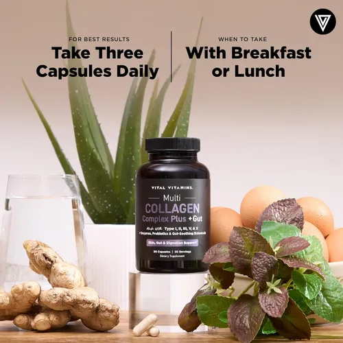 Vista 15 de Vital Vitamins Complejo de colágeno múltiple Plus + intestino, probióticos