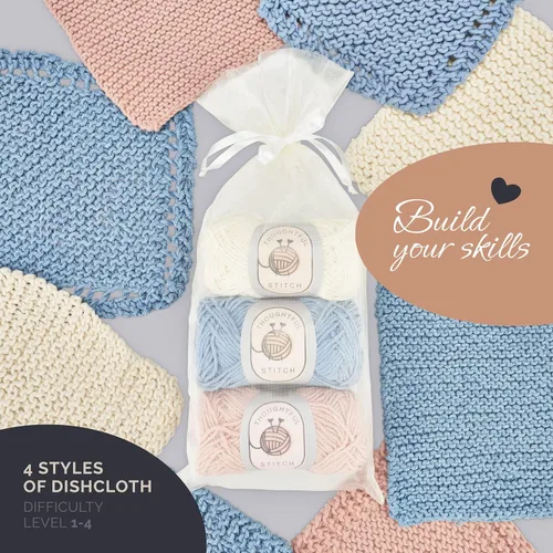 Vista 2 de Thoughtful Stitch Kit de tejido para principiantes, adultos y niños, kit completo de tejer, juego de hilo para aprender a tejer con libro tutorial