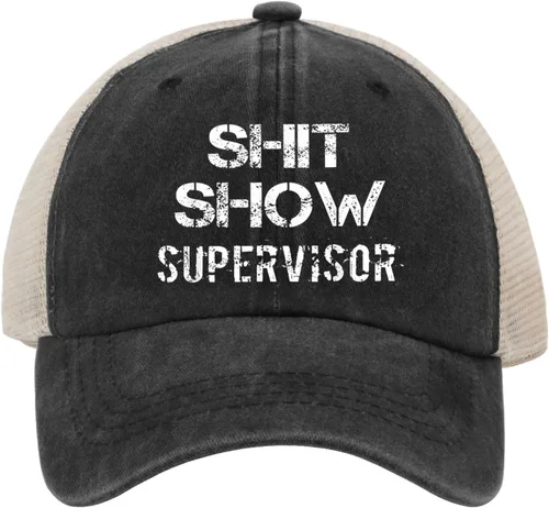 Vista 8 de Shit Show Supervisor Trucker Hat Hombres Sombrero de malla de moda para el verano, Allblack5, Talla única