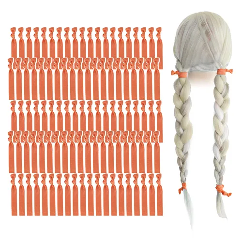 Vista 10 de MEEDEE Paquete de 100 lazos para el cabello, color negro, sin pliegues, nudos suaves para mujeres, sin daño, adecuado para colas de caballo, yoga