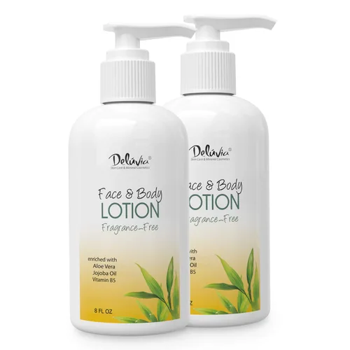 Vista 9 de Deluvia Loción corporal hidratante y loción facial, 8 onzas con aloe vera orgánico, manteca de karité, aceite de jojoba orgánico, vitamina E y B5.