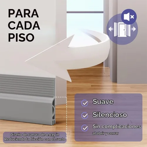 Vista 3 de Tope de corriente de puerta Pundin, barrido de puerta ajustable para la parte inferior de la puerta, sello de puerta inferior de silicona para Gris