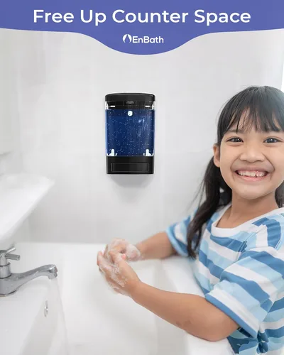 Vista 4 de Dispensador de jabón comercial de pared para baño (paquete de 2), dispensador de jabón de manos y desinfectante montado en la pared para el hogar