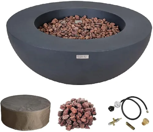 Vista 20 de Elementi+ Mesa de Fuego de Gas Colorado de Hormigón Fundido de 56" Rectangular, Hoguera al Aire Libre con Ignición Electrónica Incluye Cubierta