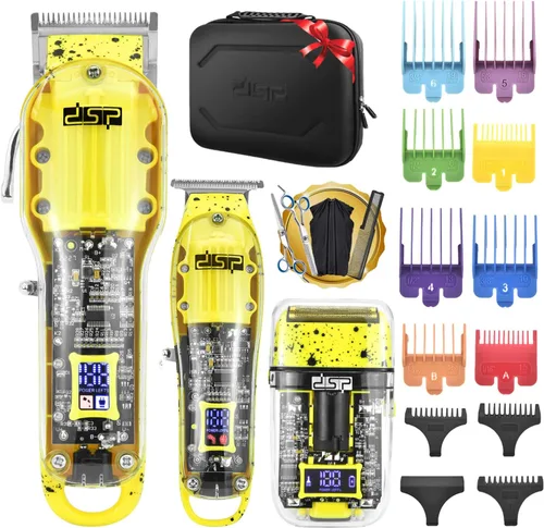 Vista 7 de DSP Kit de afeitadora recortadora 3 en 1 para hombres, recargable Negro