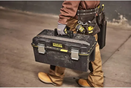 Vista 6 de STANLEY FATMAX - Caja de herramientas impermeable de 22.8 in, resistente al agua, gran capacidad de almacenamiento, ranura en V para corte extra